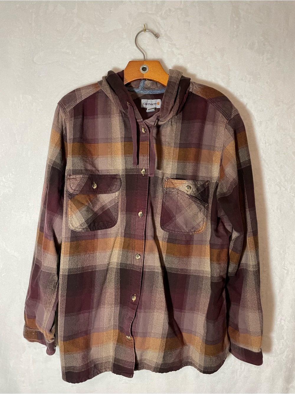 Carhartt Hooded Plaid Flannel Shirt